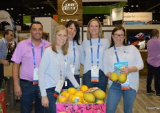 Posing with new greenhouse grown melon variety Alonna are Paul Murracas, Amanda Sebele, Lindsay Gammon, Devon Kennedy, and Alaina Wilkins of Pure Flavor.